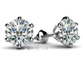 Classic Six Prong Diamond Stud Earrings Diamond  with 2.00 ct.(finished) 6.5mm