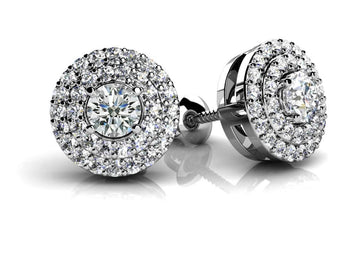 Surrounded By Diamonds Designer Stud Earrings Lab-Grown Diamond  with 0.66 ct. (2X0.16 ct. center diamonds)