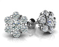 Flower Shaped Diamond Cluster Stud Earrings Lab-Grown Diamond  with 1.46 ct.(finished) 2.75mm, 4.0mm