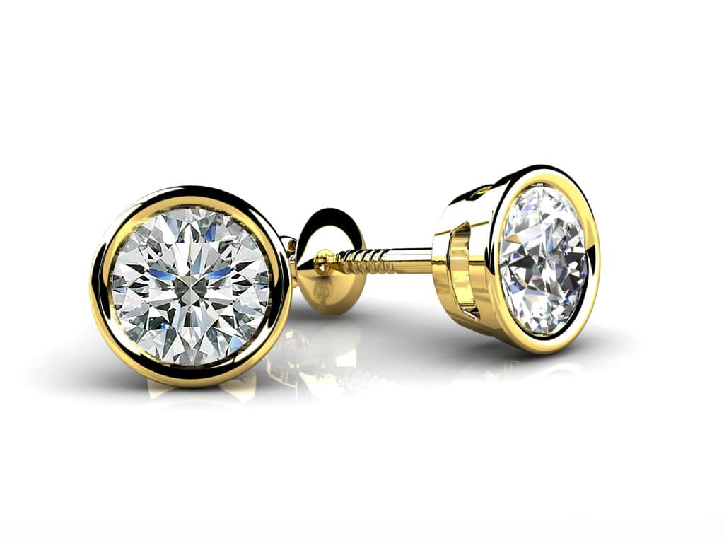 Bezel Set Round Diamond Stud Earrings Diamond  with 0.32 ct.(finished) 3.5mm