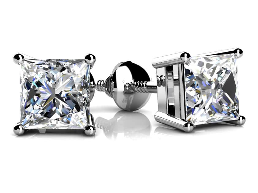 Princess Cut Diamond Stud Earrings Diamond  with 0.50 ct.(finished) 3.5mm