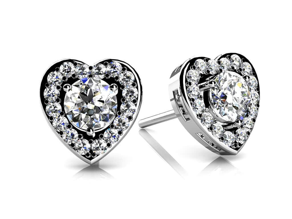 Diamond Heart Studs Diamond  with 0.54 ct. (2X0.16 ct. center diamonds)