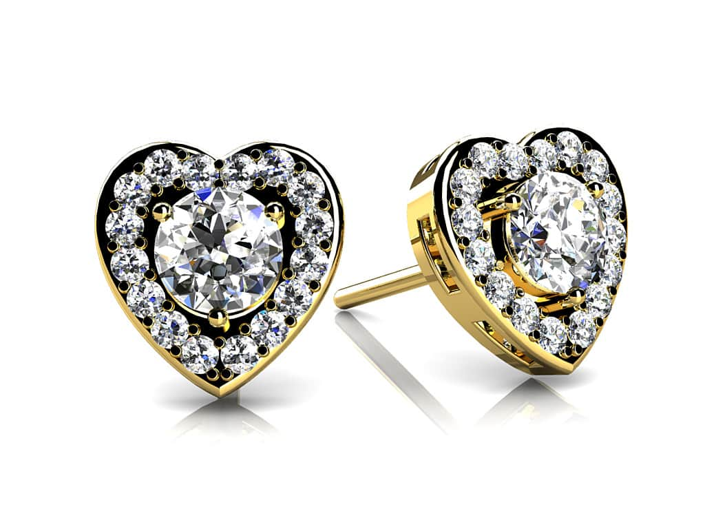 Diamond Heart Studs Diamond  with 0.88 ct. (2X0.31 ct. center diamonds)