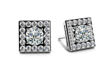 Diamond Centered Square Studs Diamond  with 0.68 ct.(finished) 1.2mm, 3.8mm