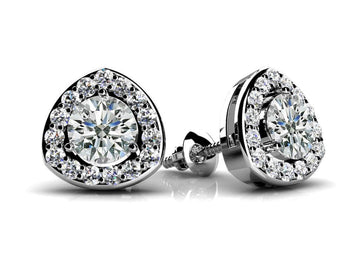 Rounded Triangular Diamond Studs Diamond  with 0.86 ct. (2X0.31 ct. center diamonds)