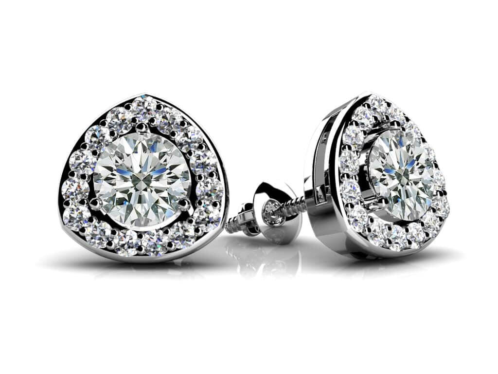 Rounded Triangular Diamond Studs Diamond  with 0.47 ct. (2X0.16 ct. center diamonds)