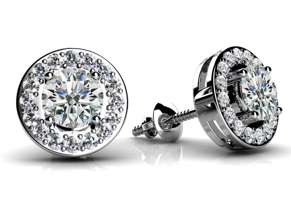 Round Diamond Centered Circle Studs Diamond  with 0.64 ct. (2X0.21 ct. center diamonds)