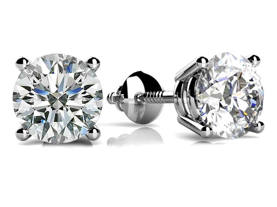 Classic Four Prong Diamond Studs Diamond  with 0.50 ct.(finished) 4mm