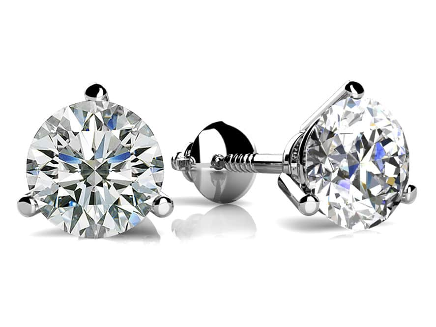 Classic Three Prong Diamond Studs Diamond  with 0.50 ct.(finished) 4mm