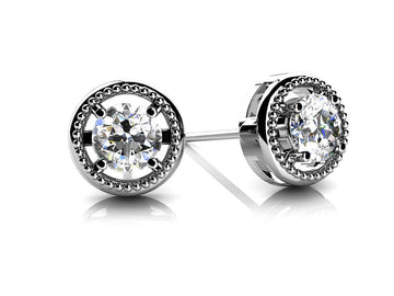 Circle Housed Diamond Stud Earrings Diamond  with 0.50 ct.(finished) 4 mm