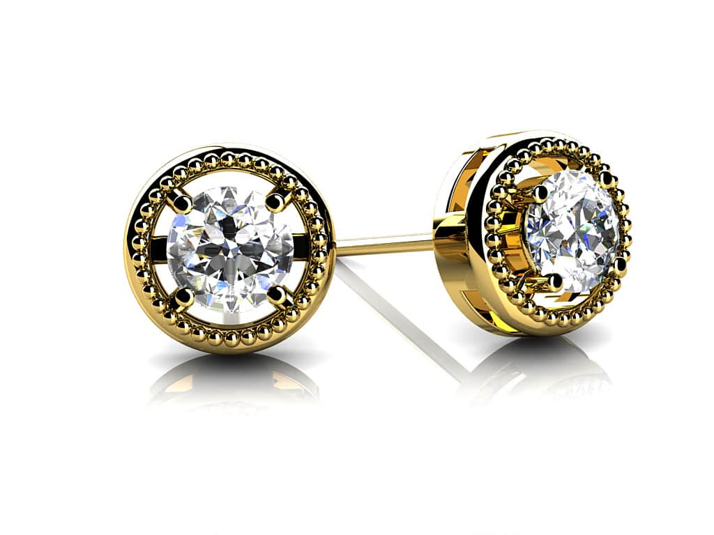 Circle Housed Diamond Stud Earrings Diamond  with 1.00 ct.(finished) 5mm