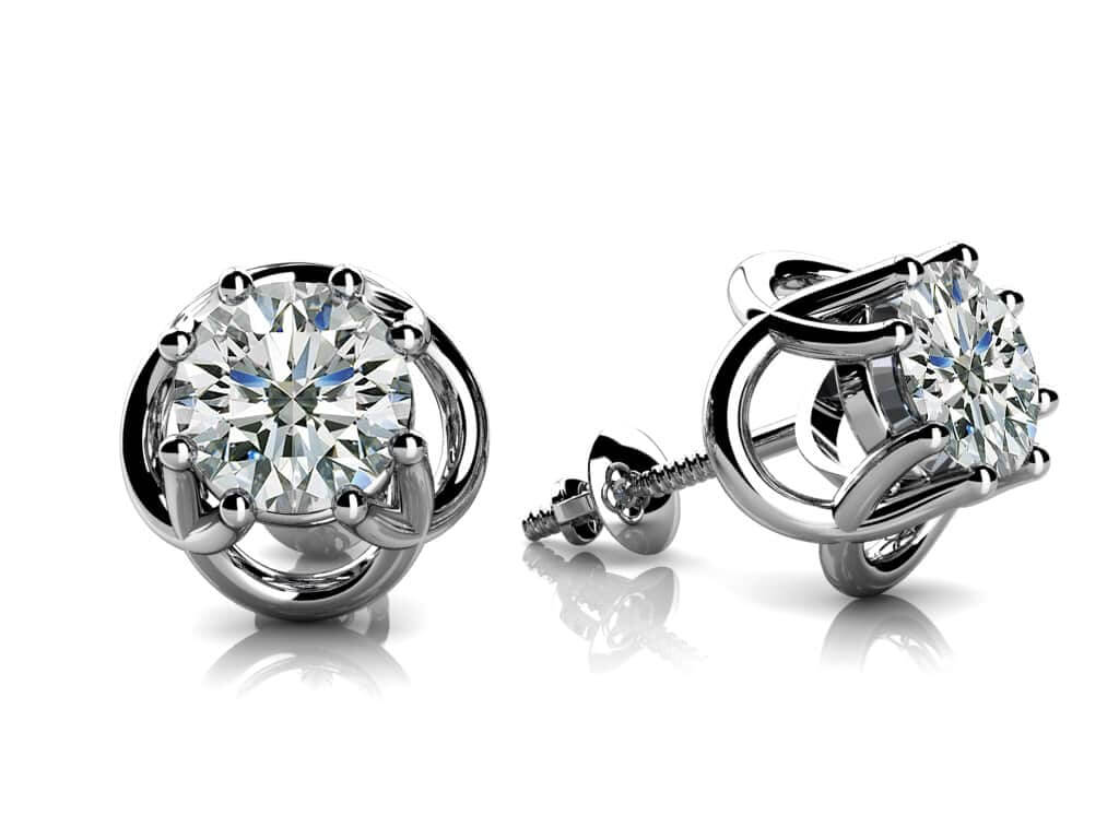 Petal Shaped Diamond Stud Earrings Diamond  with 0.50 ct.(finished) 4mm