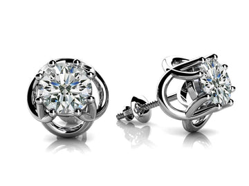 Petal Shaped Diamond Stud Earrings Diamond  with 0.70 ct.(finished) 4.5mm