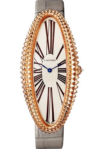 Cartier Baignoire Allongee Watch - 52 mm Pink Gold Case - Light Gray Strap - WGBA0010