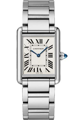 Cartier Tank Must Watch - 33.7 mm x 25.5 mm Steel Case - Silvered Dial - Interchangeable Bracelet - WSTA0052