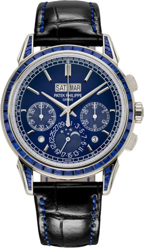 Patek Philippe Grand Complications Chronograph Perpetual Calendar Platinum Sapphire Set Blue Dial | 5271/11P-010