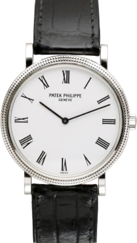 Patek Philippe Calatrava 35mm White Roman Hobnail White Gold Leather | 5120G-001