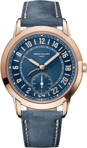 Patek Philippe Complications Calatrava 24-Hour Display Travel Time Rose Gold Blue Dial | 5224R-001