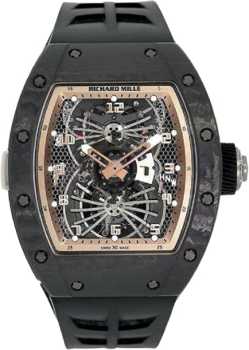 Richard Mille Limited Edition Asia Carbon Dual Time Tourbillon 48mm Openworked Dial | RM22