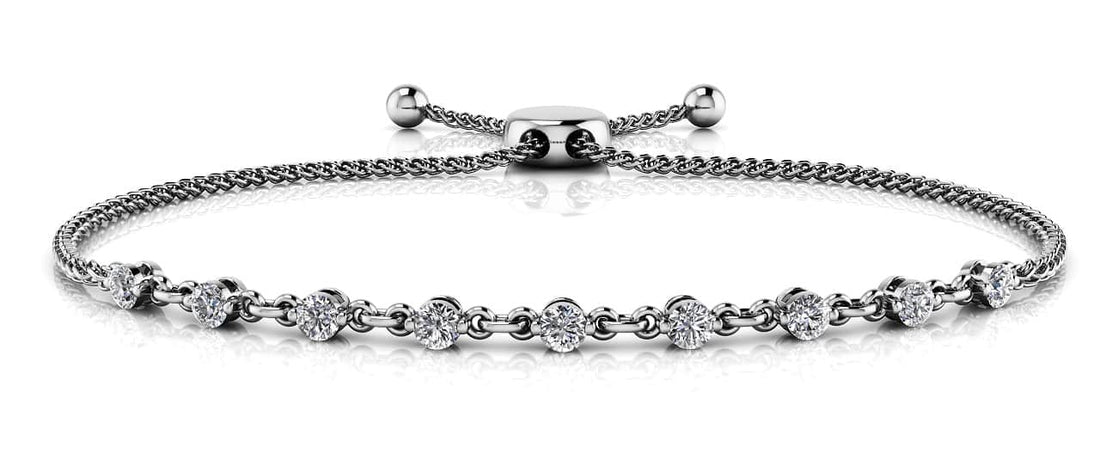 Adjustable Diamond And Chain Link Slider Diamond Bracelet with 0.54 ct.(finished) 2.5mm - Luxury Time NYC