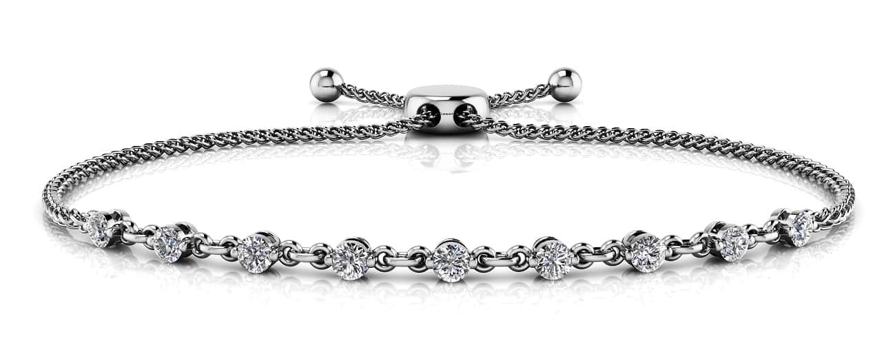 Adjustable Diamond And Chain Link Slider Lab - Grown Diamond Bracelet with 0.84 ct.(finished) 3mm - Luxury Time NYC