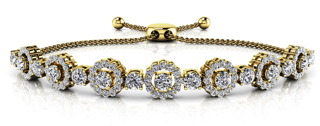 Adjustable Diamond Circle Link Diamond Bracelet with 3.16 ct.(finished) 1.5mm, 3.5mm - Luxury Time NYC