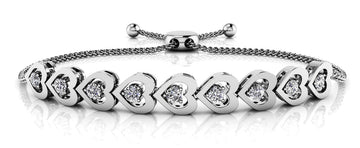 Adjustable Diamond Heart Link Lab - Grown Diamond Bracelet with 0.54 ct.(finished) 2.7mm - Luxury Time NYC