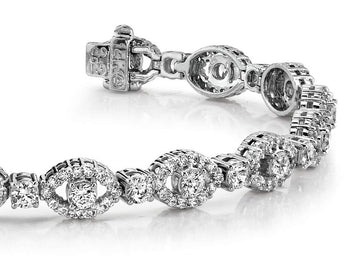 Almond Link Diamond Bracelet with 4.18 ct.(finished) 1.2mm, 2.7mm - Luxury Time NYC