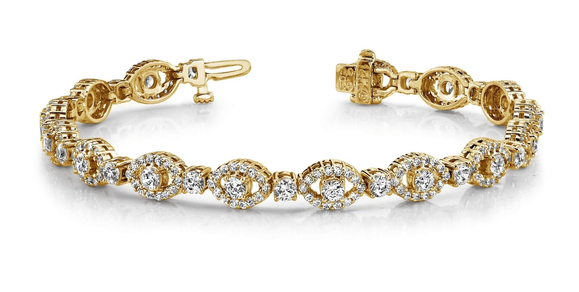 Almond Link Diamond Bracelet with 5.70 ct.(finished) 1.3mm, 3.2mm - Luxury Time NYC