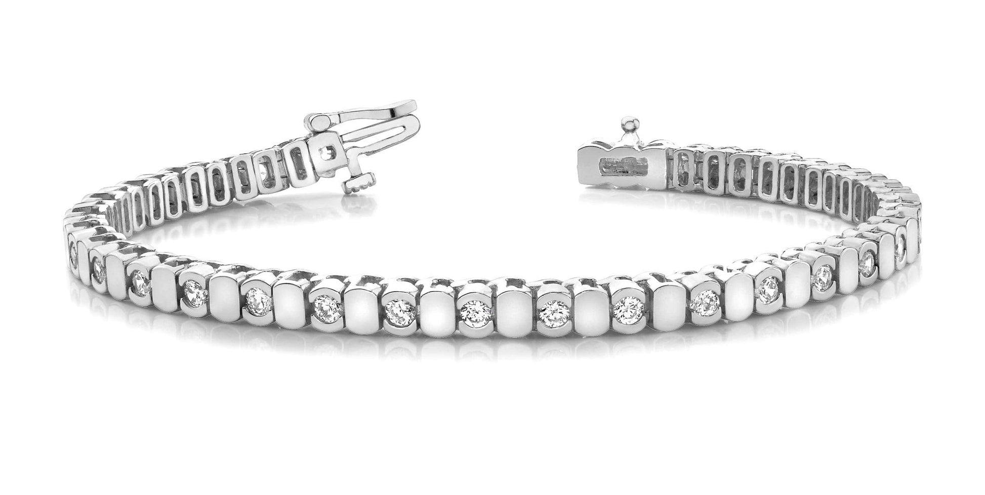 Alternating Bezel Diamond Bracelet with 1.74 ct.(finished) 2.5mm - Luxury Time NYC