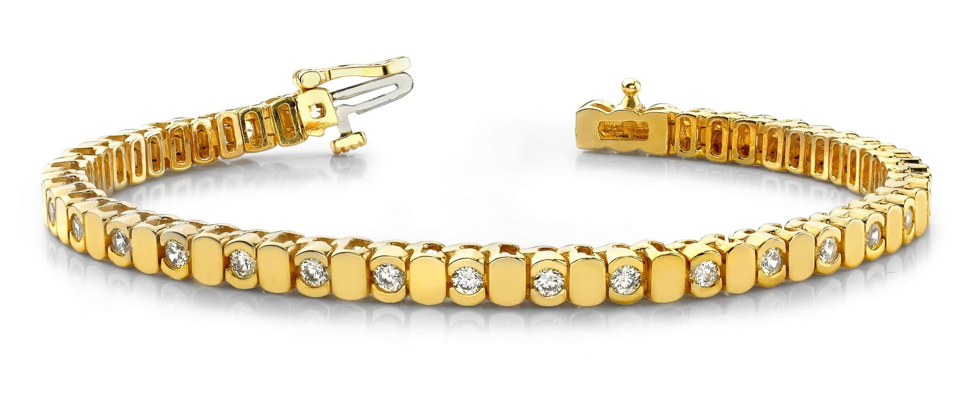 Alternating Bezel Lab - Grown Diamond Bracelet with 3.96 ct.(finished) 3.75mm - Luxury Time NYC