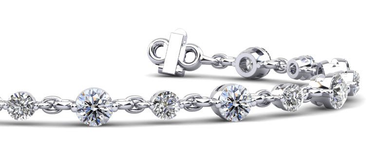 Alternating Diamond And Chain Link Diamond Bracelet with 4.59 ct.(finished) 3.5mm, 4.5mm - Luxury Time NYC