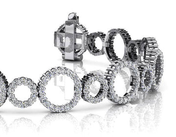 Alternating Diamond Circle Link Diamond Bracelet with 4.16 ct.(finished) 1.4mm - Luxury Time NYC