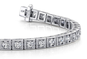 Antique Square Link Diamond Bracelet with 1.55 ct.(finished) 2.0mm - Luxury Time NYC