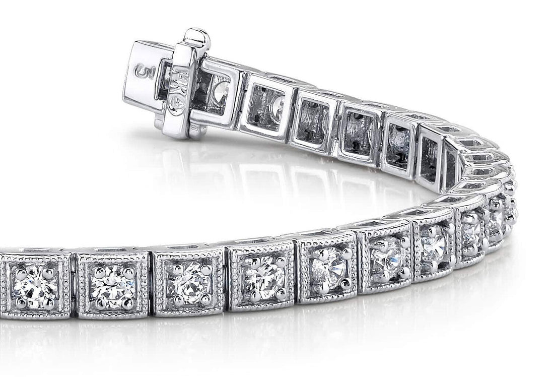 Antique Square Link Diamond Bracelet with 2.03 ct.(finished) 2.2mm - Luxury Time NYC