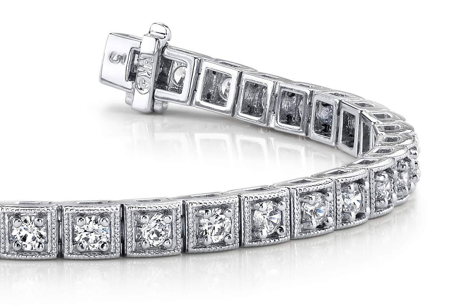 Antique Square Link Diamond Bracelet with 2.52 ct.(finished) 2.5mm - Luxury Time NYC