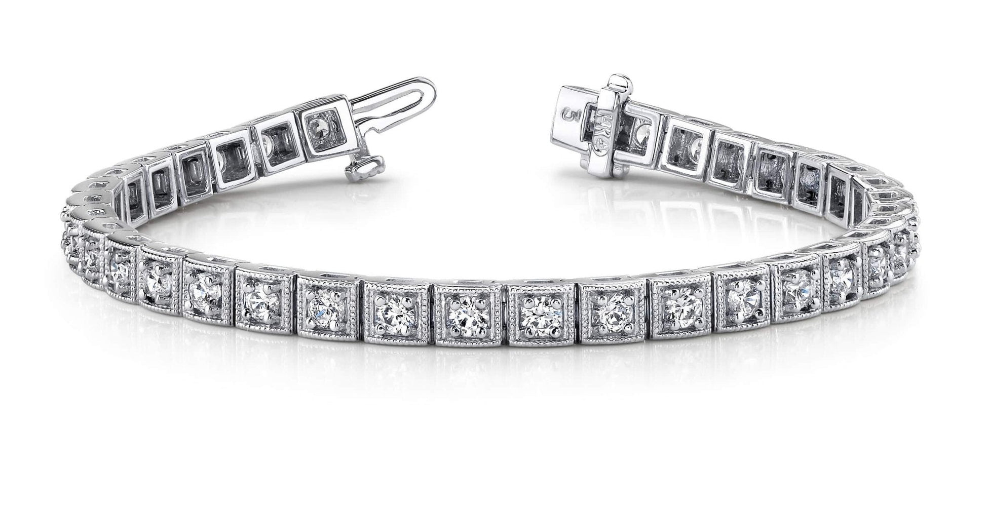 Antique Square Link Diamond Bracelet with 2.52 ct.(finished) 2.5mm - Luxury Time NYC