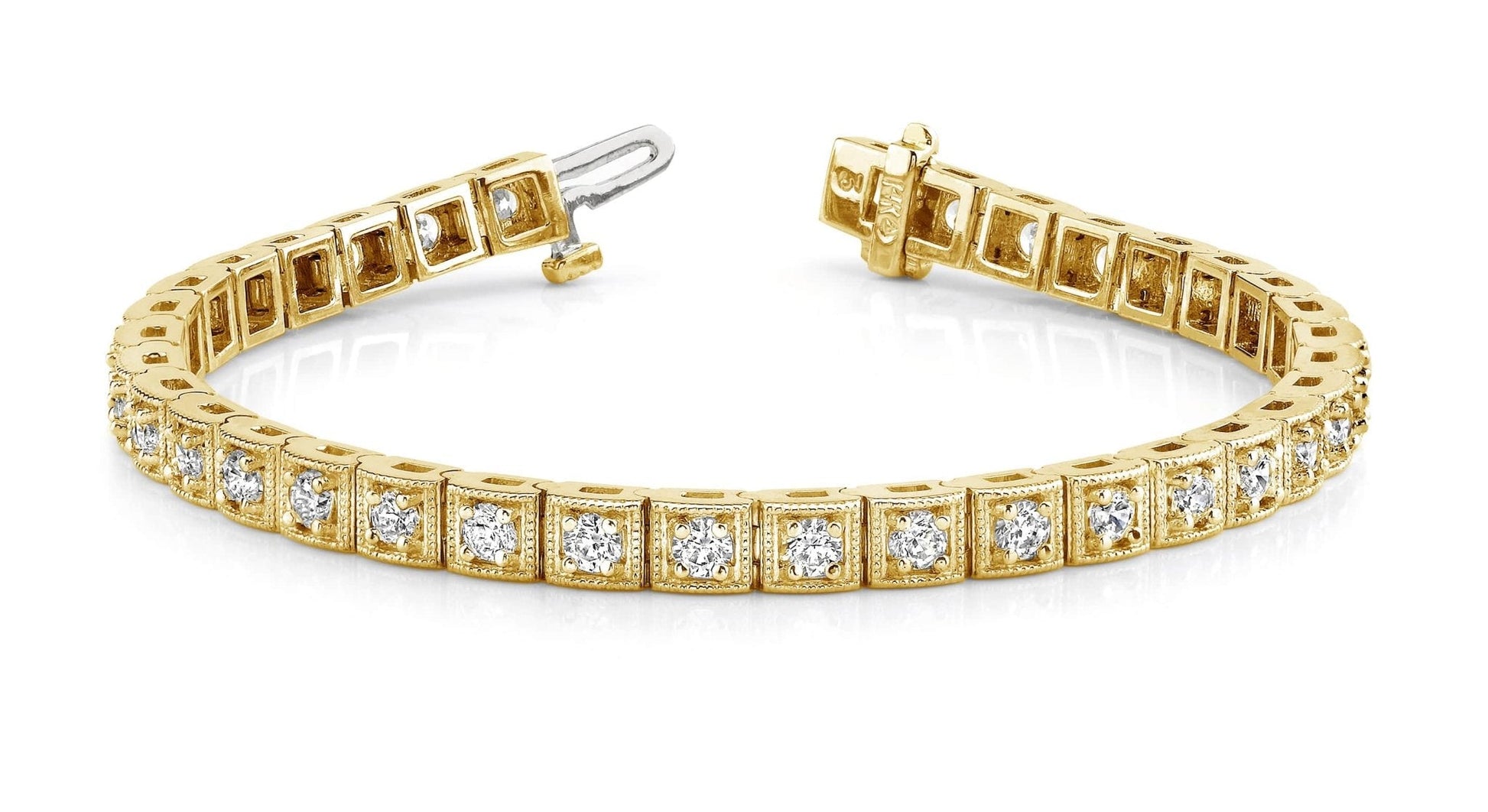 Antique Square Link Diamond Bracelet with 3.85 ct.(finished) 3.0mm - Luxury Time NYC