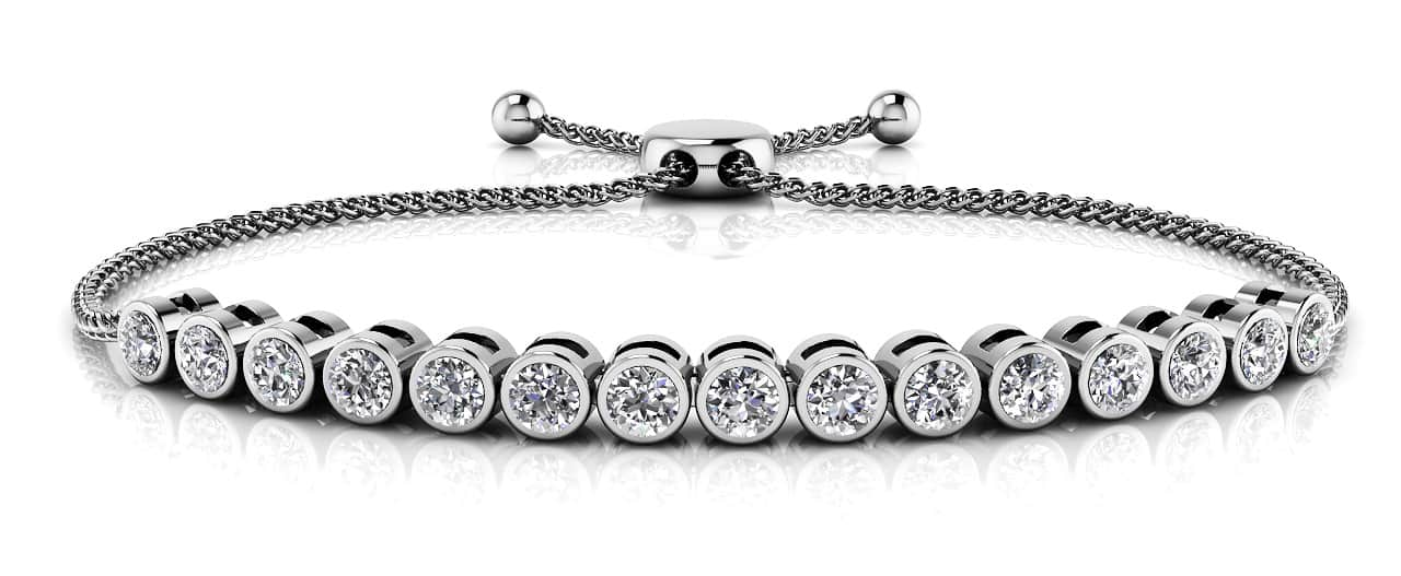 Bezel Set Adjustable Diamond Bracelet with 0.76 ct.(finished) 2.25mm - Luxury Time NYC