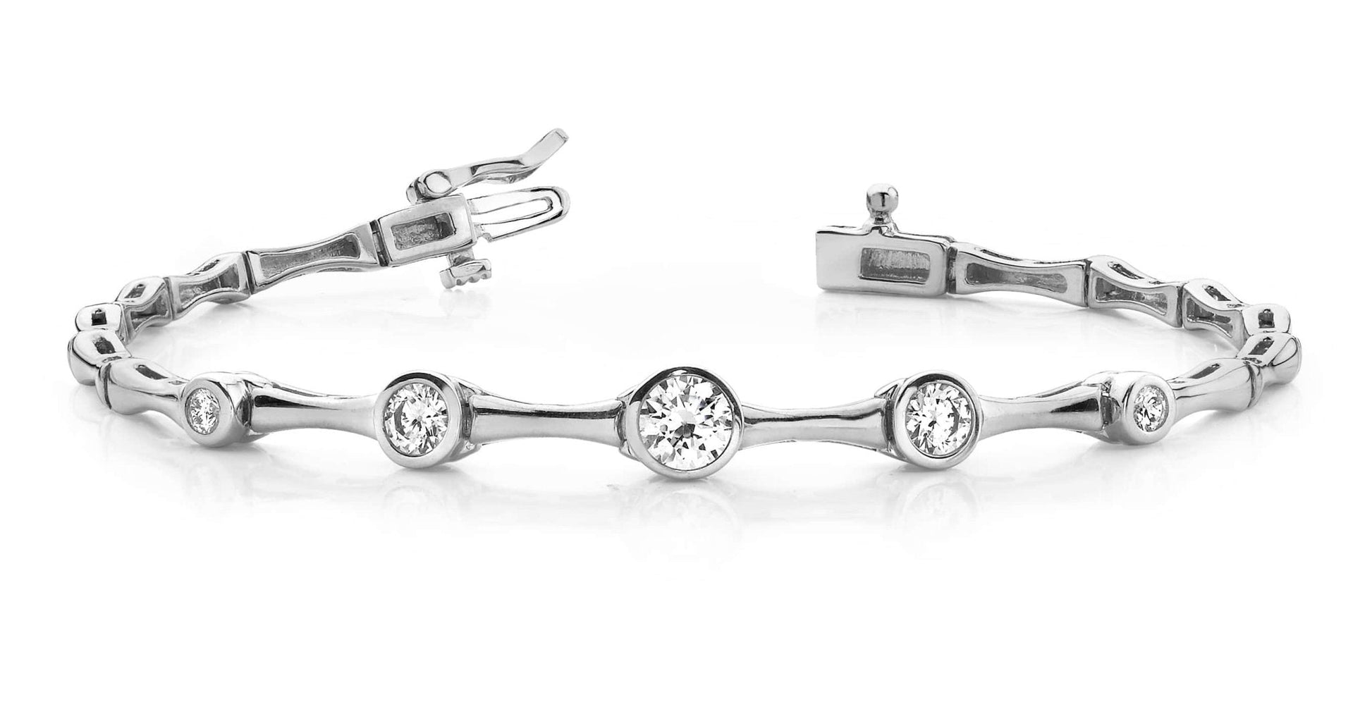 Bezel Set Diamond Column Diamond Bracelet with 0.45 ct.(finished) 2.5mm, 3mm, 3.5mm - Luxury Time NYC