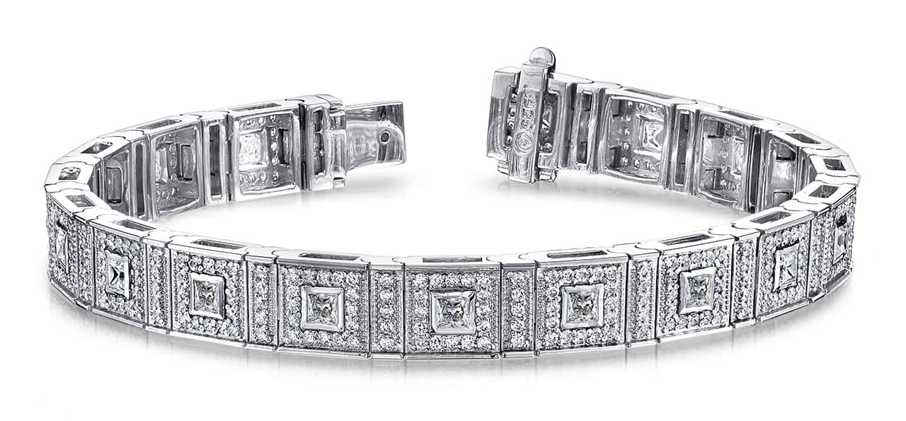 Bezel Set Princess Diamond Bracelet with 3.24 ct.(finished) 1.1mm, 2mm - Luxury Time NYC