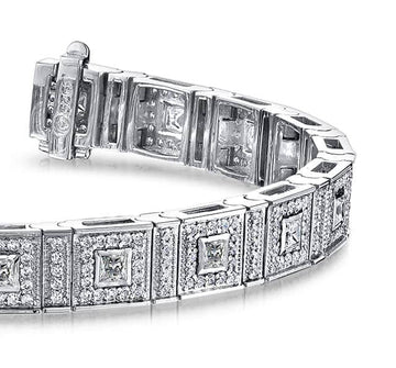 Bezel Set Princess Diamond Bracelet with 4.36 ct.(finished) 1.1mm, 2.5mm - Luxury Time NYC