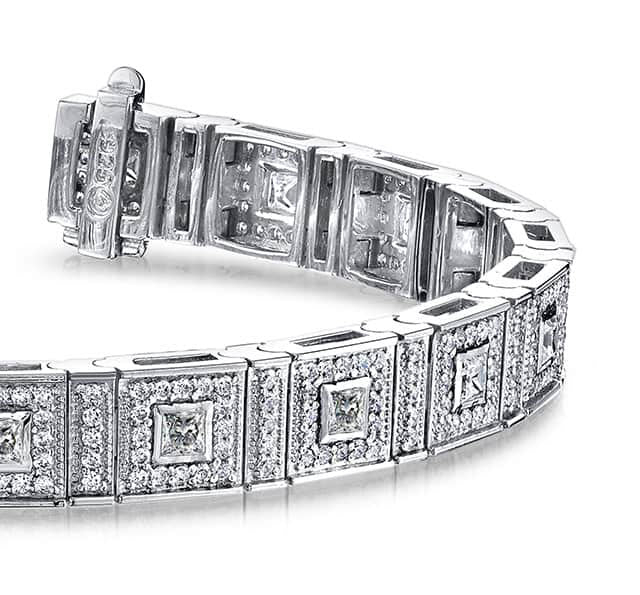 Bezel Set Princess Lab - Grown Diamond Bracelet with 4.36 ct.(finished) 1.1mm, 2.5mm - Luxury Time NYC