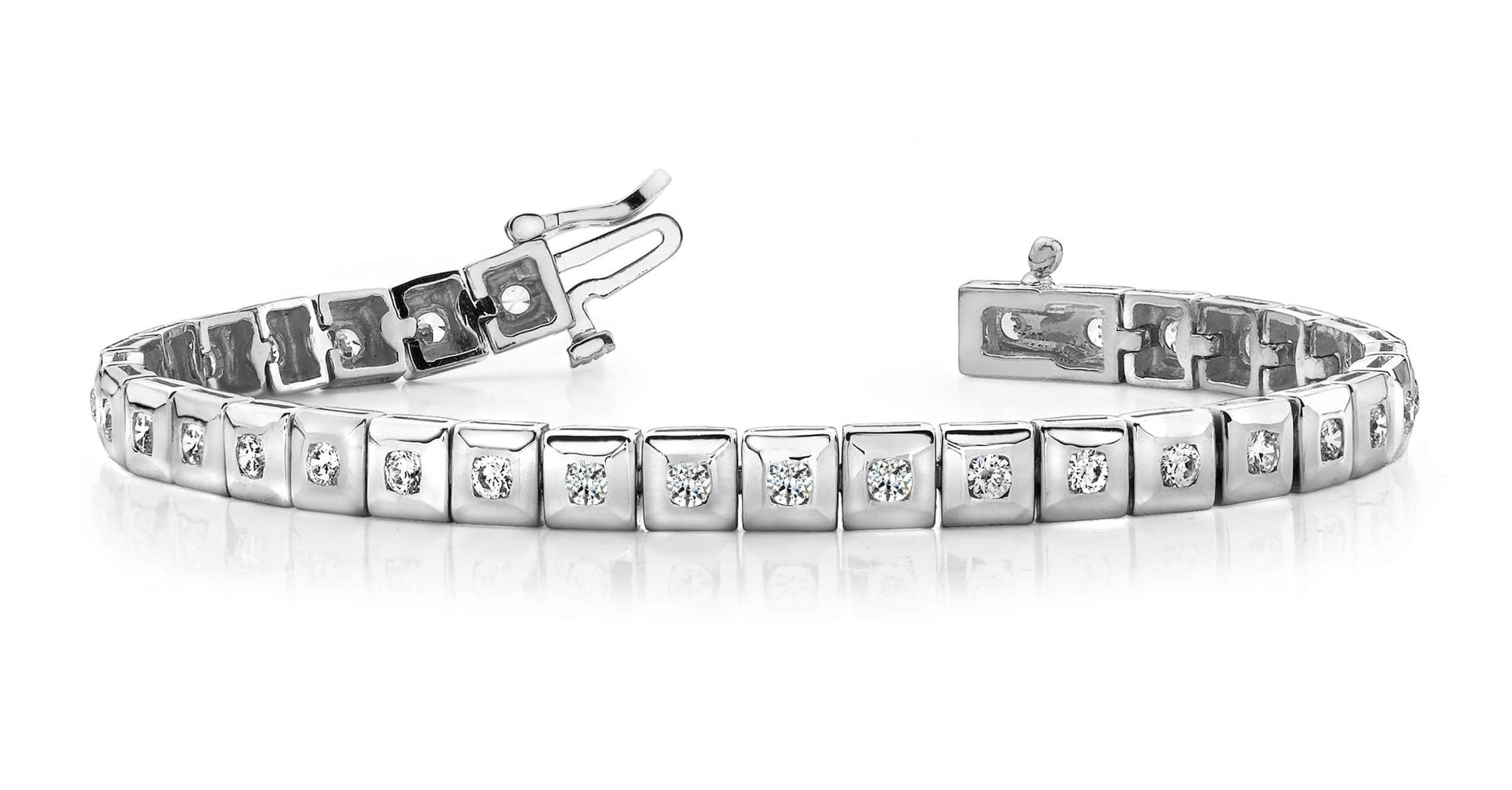 Bezel Set Square Link Diamond Bracelet with 2.04 ct.(finished) 2.5mm - Luxury Time NYC