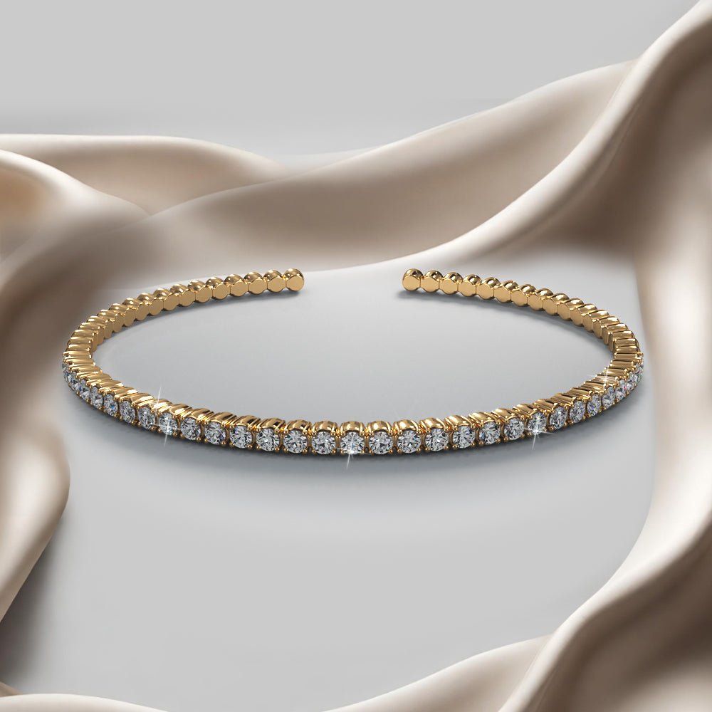 Brilliant Cut Diamond Flexible Lab - Grown Diamond Bangle with 1.02 ct.(finished) 2mm - Luxury Time NYC