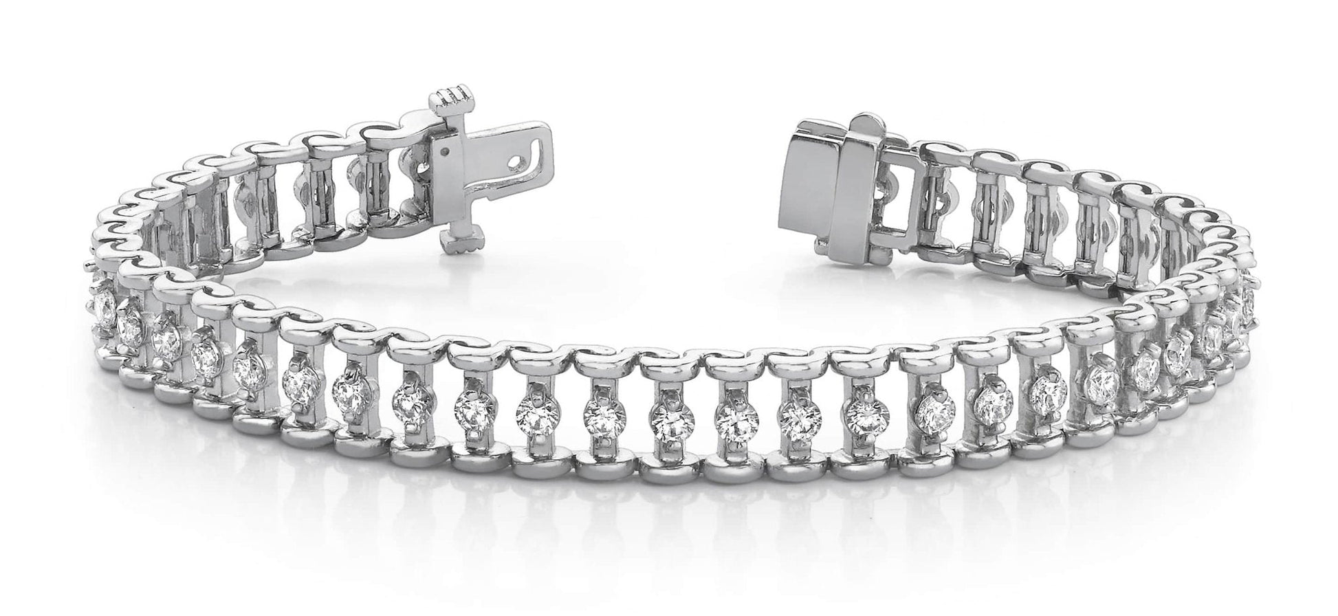 Candlestick Link Diamond Bracelet with 1.04 ct.(finished) 1.75mm - Luxury Time NYC