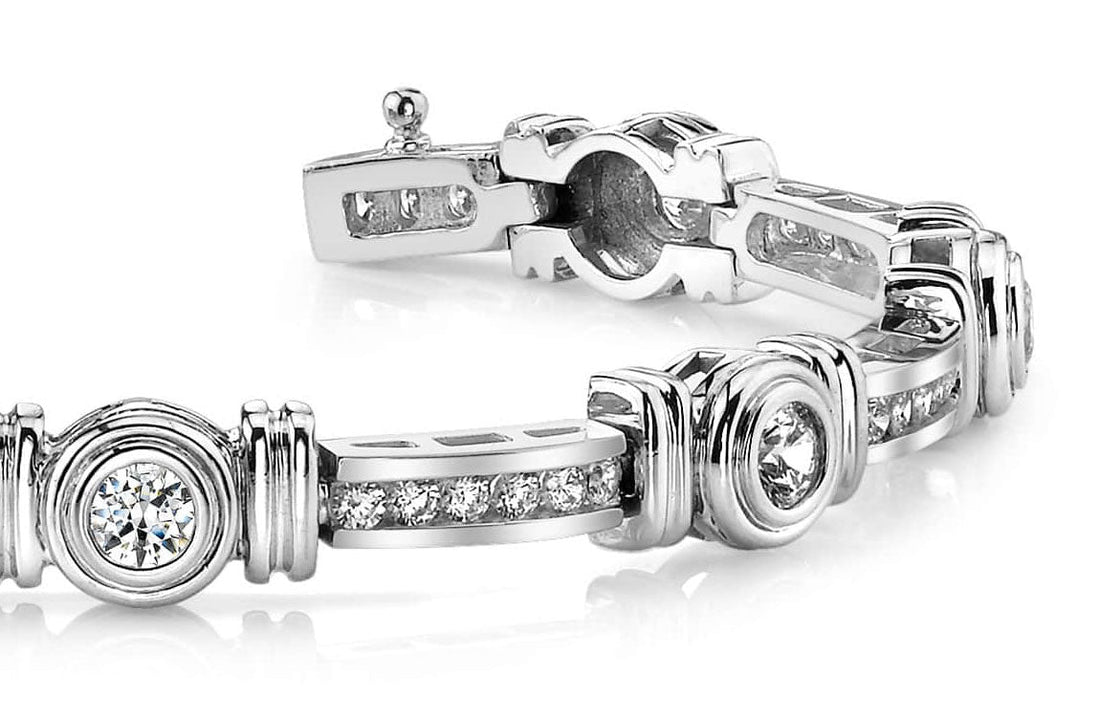 Channel And Bezel Set Fashion Diamond Bracelet with 2.50 ct.(finished) 2mm, 3.2mm - Luxury Time NYC