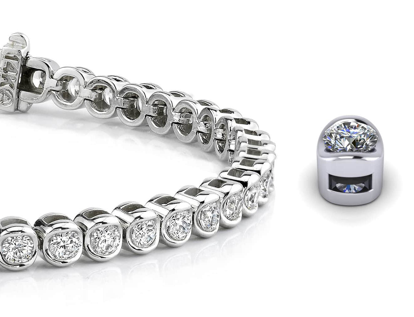 Channel Set Round Diamond Tennis Bracelet with 0.99 ct.(finished) 1.6mm - Luxury Time NYC