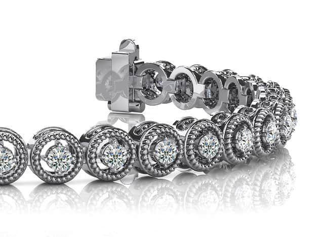 Circle Filigree Diamond Link Diamond Bracelet with 1.25 ct.(finished) 2.0mm - Luxury Time NYC