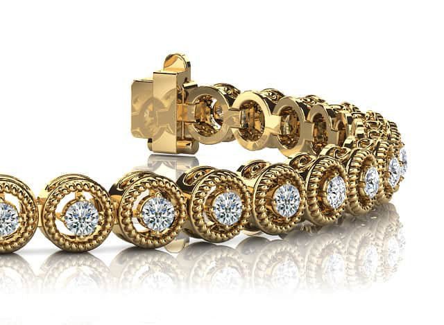 Circle Filigree Diamond Link Diamond Bracelet with 1.98 ct.(finished) 2.5mm - Luxury Time NYC